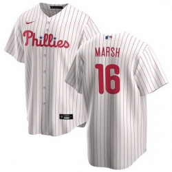 Men Philadelphia Phillies 16 Brandon Marsh White Cool Base Stitched Baseball Jersey