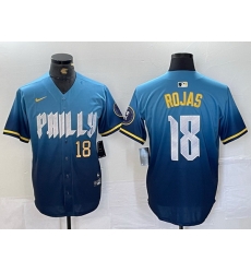 Men Philadelphia Phillies 18 Johan Rojas Blue 2024 City Connect Limited Stitched Jersey 2