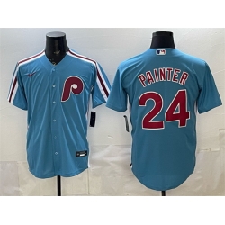 Men Philadelphia Phillies  24 Andrew Painter Blue Cool Base Stitched Jersey