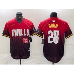 Men Philadelphia Phillies 28 Alec Bohm Red 2024 City Connect Limited Stitched Jersey 3