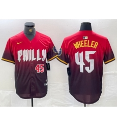 Men Philadelphia Phillies 45 Zack Wheeler Red 2024 City Connect Limited Stitched Jersey 5