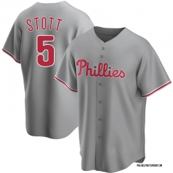 Men Philadelphia Phillies 5 Bryson Stott Grey Cool Base Stitched Jersey
