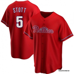 Men Philadelphia Phillies 5 Bryson Stott Red Cool base Stitched Jersey