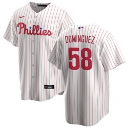 Men Philadelphia Phillies 58 Seranthony Dom EDnguez White Cool Base Stitched Baseball Jersey