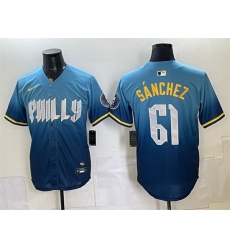 Men Philadelphia Phillies 61 Jhoan Sanchez Blue 2024 City Connect Limited Stitched Jersey Men Philadelphia Phillies 61 Jhoan Sanchez Blue 2024 City Connect Limited Stitched Jersey