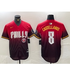 Men Philadelphia Phillies 8 Nick Castellanos Red 2024 City Connect Limited Stitched Jersey 4
