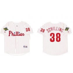 Men Philadelphia Phillies CURT SCHILLING #38 1993 World Series Sewn Jersey
