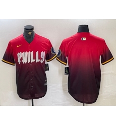 Men Philadelphia Phillies Red Team Big Logo 2024 City Connect Limited Stitched Baseball Jersey 4