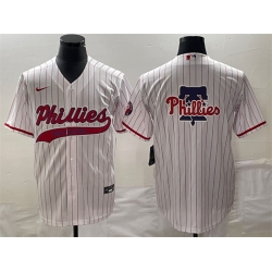 Men Philadelphia Phillies White Team Big Logo Cool Base Stitched Baseball Jersey