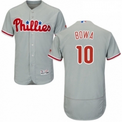 Mens Majestic Philadelphia Phillies 10 Larry Bowa Grey Road Flex Base Authentic Collection MLB Jersey