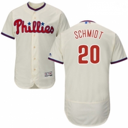 Mens Majestic Philadelphia Phillies 20 Mike Schmidt Cream Alternate Flex Base Authentic Collection MLB Jersey