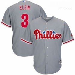 Mens Majestic Philadelphia Phillies 3 Chuck Klein Replica Grey Road Cool Base MLB Jersey