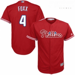 Mens Majestic Philadelphia Phillies 4 Jimmy Foxx Replica Red Alternate Cool Base MLB Jersey