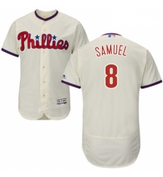 Mens Majestic Philadelphia Phillies 8 Juan Samuel Cream Alternate Flex Base Authentic Collection MLB Jersey