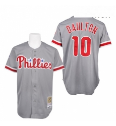 Mens Mitchell and Ness Philadelphia Phillies 10 Darren Daulton Authentic Grey Throwback MLB Jersey