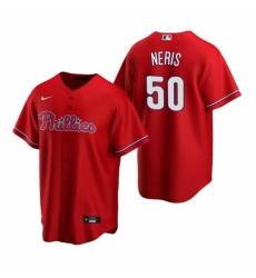 Mens Nike Philadelphia Phillies 50 Hector Neris Red Alternate Stitched Baseball Jersey