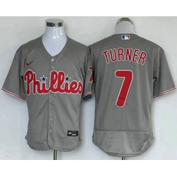 Men's Philadelphia Phillies #7 Trea Turner Grey Stitched MLB Flex Base Nike Jersey