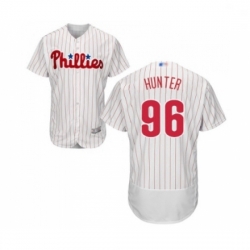 Mens Philadelphia Phillies 96 Tommy Hunter White Home Flex Base Authentic Collection Baseball Jersey