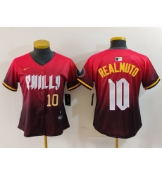 Women Philadelphia Phillies 10 J T  Realmuto Red 2024 City Connect Limited Stitched Baseball Jersey 2