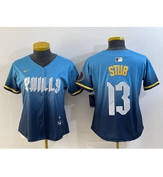 Women Philadelphia Phillies 13 Stub Blue 2024 City Connect Limited Stitched Baseball Jersey