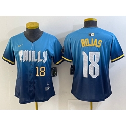 Women Philadelphia Phillies 18 Johan Rojas Blue 2024 City Connect Limited Stitched jerseys 1