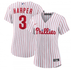 Women Philadelphia Phillies 3 Bryce Harper White Stitched Baseball Jersey