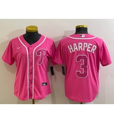 Women Philadelphia Phillies Active Player Custom Pink Stitched Baseball Jersey 