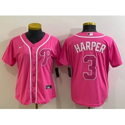 Women Philadelphia Phillies Active Player Custom Pink Stitched Baseball Jersey