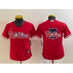 Women Philadelphia Phillies Red Team Big Logo Cool Base Stitched Baseball Jersey