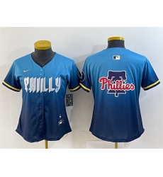 Women Philadelphia Phillies Team Big Logo Blue 2024 City Connect Limited Stitched Baseball Jersey