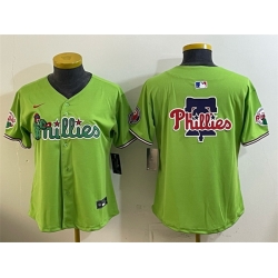 Women Philadelphia Phillies Team Big Logo Light Green Phanatic Limited Stitched Jersey