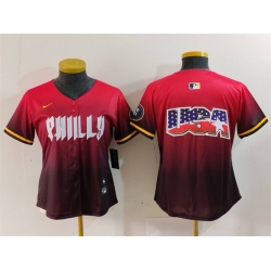 Women Philadelphia Phillies Team Big Logo Red 2024 City Connect Limited Stitched Baseball Jersey