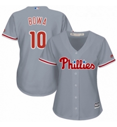 Womens Majestic Philadelphia Phillies 10 Larry Bowa Replica Grey Road Cool Base MLB Jersey 