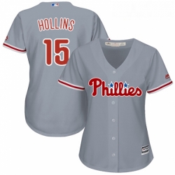 Womens Majestic Philadelphia Phillies 15 Dave Hollins Replica Grey Road Cool Base MLB Jersey