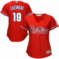 Womens Majestic Philadelphia Phillies 19 Greg Luzinski Authentic Red Alternate Cool Base MLB Jersey