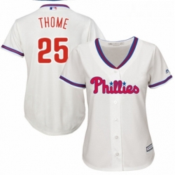 Womens Majestic Philadelphia Phillies 25 Jim Thome Authentic Cream Alternate Cool Base MLB Jersey 