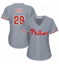 Womens Majestic Philadelphia Phillies 29 John Kruk Authentic Grey Road Cool Base MLB Jersey