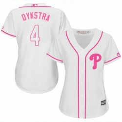 Womens Majestic Philadelphia Phillies 4 Lenny Dykstra Authentic White Fashion Cool Base MLB Jersey 