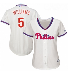 Womens Majestic Philadelphia Phillies 5 Nick Williams Replica Cream Alternate Cool Base MLB Jersey 