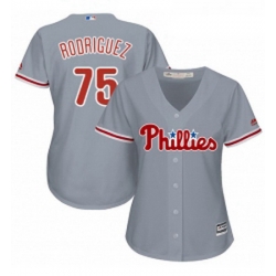 Womens Majestic Philadelphia Phillies 75 Francisco Rodriguez Authentic Grey Road Cool Base MLB Jersey 