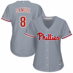 Womens Majestic Philadelphia Phillies 8 Juan Samuel Authentic Grey Road Cool Base MLB Jersey