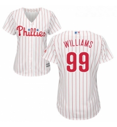 Womens Majestic Philadelphia Phillies 99 Mitch Williams Authentic WhiteRed Strip Home Cool Base MLB Jersey