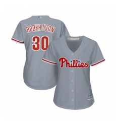 Womens Philadelphia Phillies 30 David Robertson Replica Grey Road Cool Base Baseball Jersey 