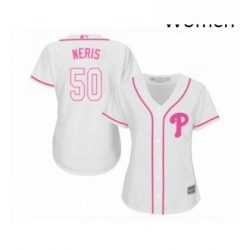 Womens Philadelphia Phillies 50 Hector Neris Replica White Fashion Cool Base Baseball Jersey 