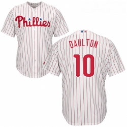 Youth Majestic Philadelphia Phillies 10 Darren Daulton Replica WhiteRed Strip Home Cool Base MLB Jersey