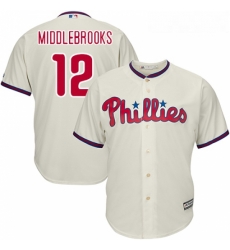 Youth Majestic Philadelphia Phillies 12 Will Middlebrooks Replica Cream Alternate Cool Base MLB Jersey 