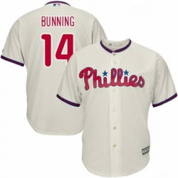 Youth Majestic Philadelphia Phillies 14 Jim Bunning Replica Cream Alternate Cool Base MLB Jersey 