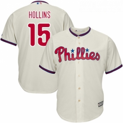 Youth Majestic Philadelphia Phillies 15 Dave Hollins Authentic Cream Alternate Cool Base MLB Jersey