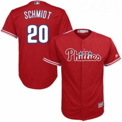 Youth Majestic Philadelphia Phillies 20 Mike Schmidt Authentic Red Alternate Cool Base MLB Jersey