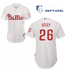 Youth Majestic Philadelphia Phillies 26 Chase Utley Replica WhiteRed Strip Home Cool Base MLB Jersey